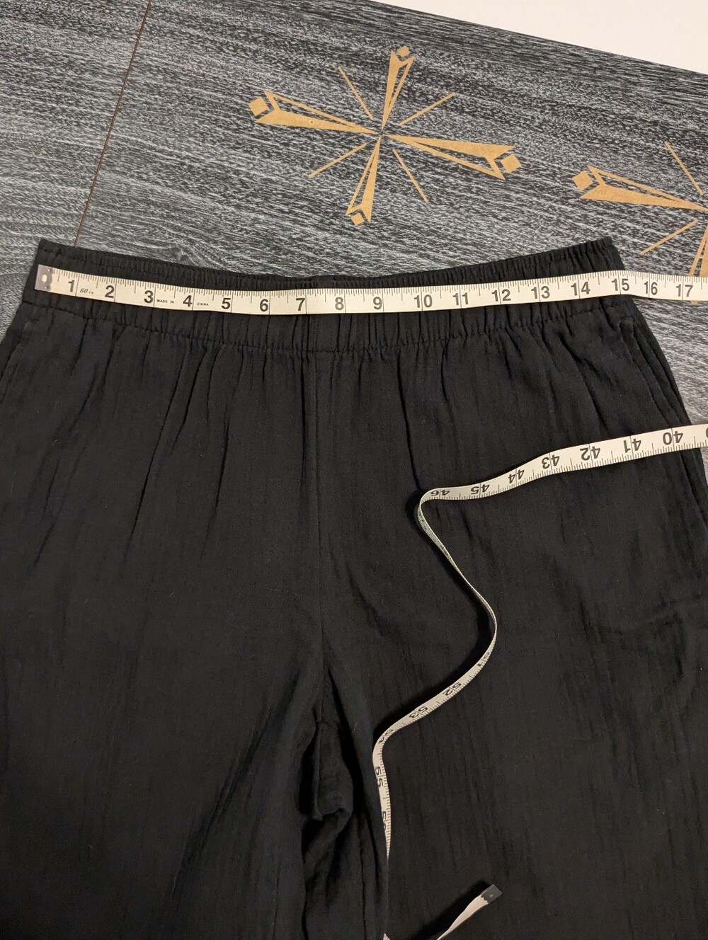 Old Navy Demi Wide Leg High Rise Crinkle Cotton Black Pant Medium - Picture 7 of 14